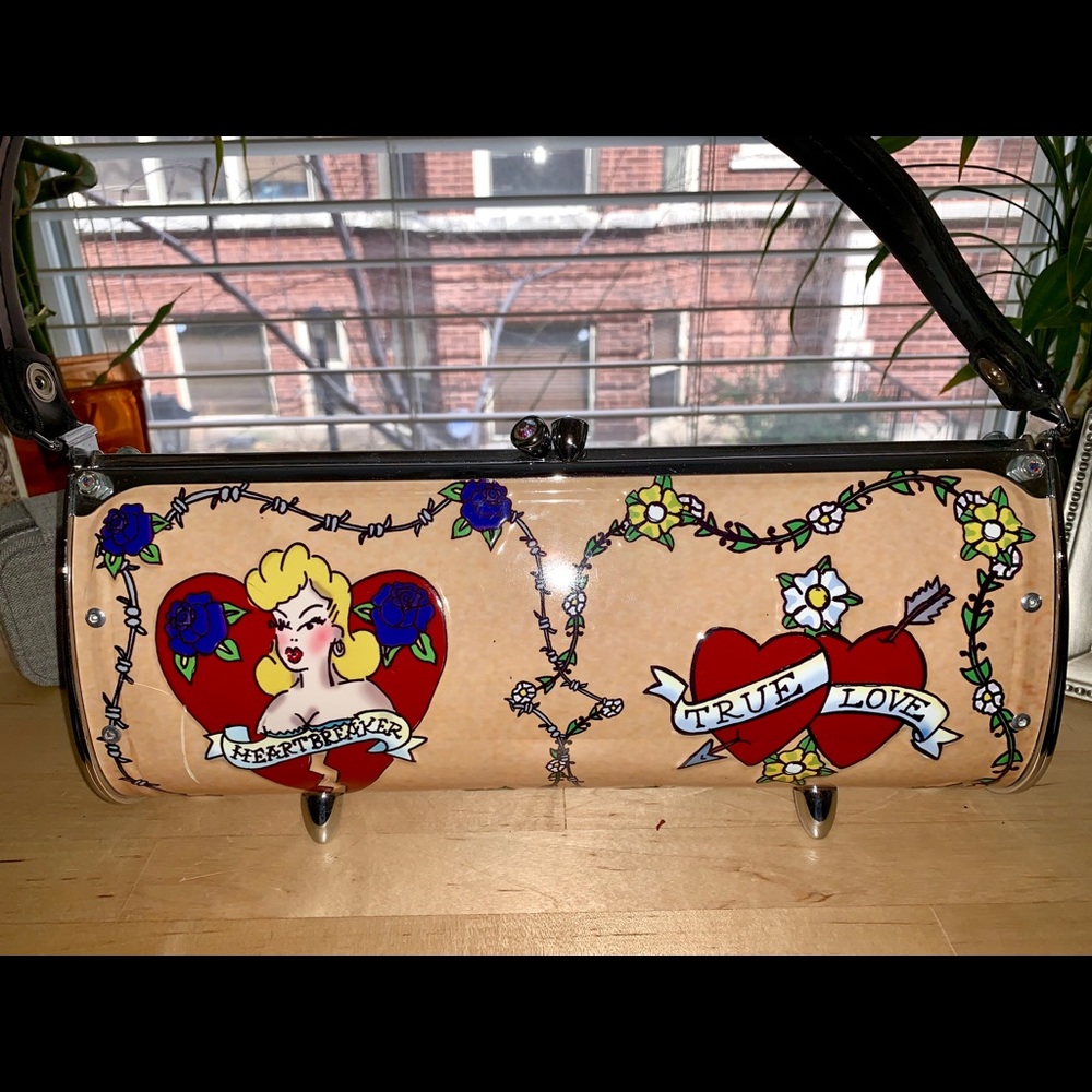Vintage Little Earth Tattoo Pinup Metal Purse